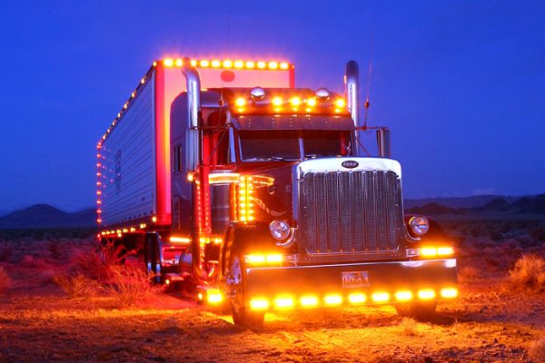 Semi Truck with Many Lights